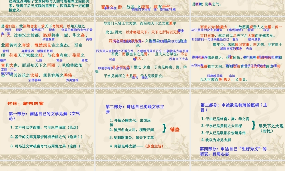 高中语文：唐宋八大家散文鉴赏(上枢密韩太尉书)(选修) 课件