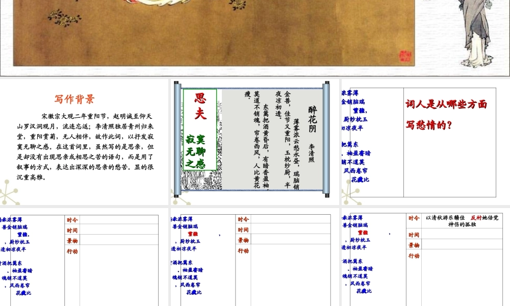 高中语文(醉花阴)课件1 新人教版必修4 课件