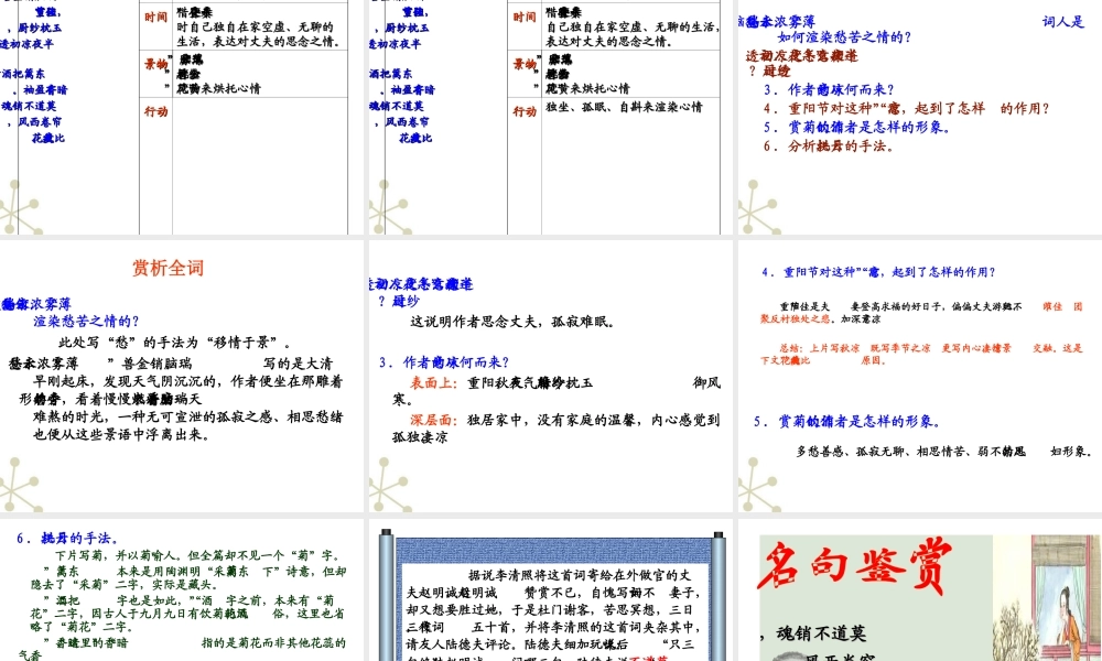 高中语文(醉花阴)课件1 新人教版必修4 课件
