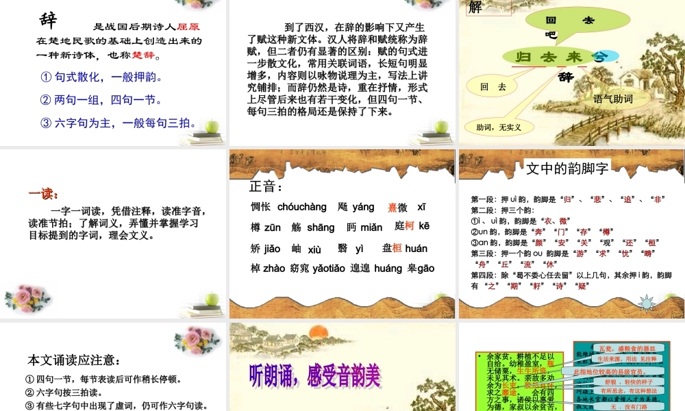 高中语文 (归去来兮辞) 新人教版必修5 试题