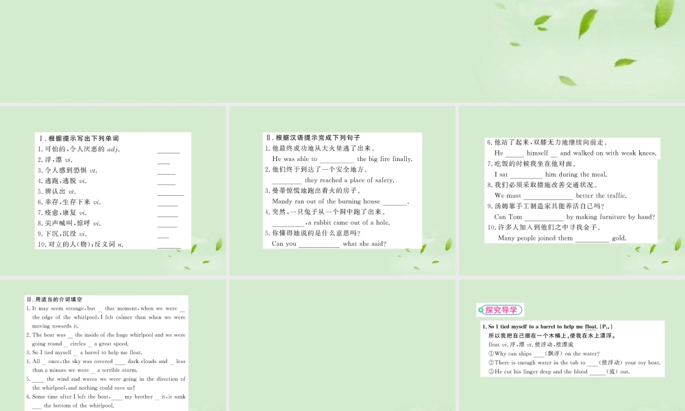 高中英语课时讲练通 Unit7 The Sea Period 5课件 北师大版必修3 课件