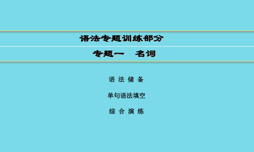 讲练测高考英语一轮复习 语法专题训练部分 专题1 名词课件 外研版 课件