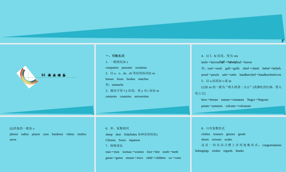 讲练测高考英语一轮复习 语法专题训练部分 专题1 名词课件 外研版 课件