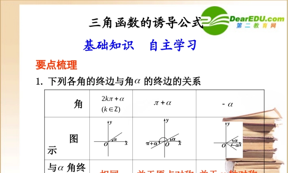 高三数学三角函数的诱导公式课件新人教B版 课件