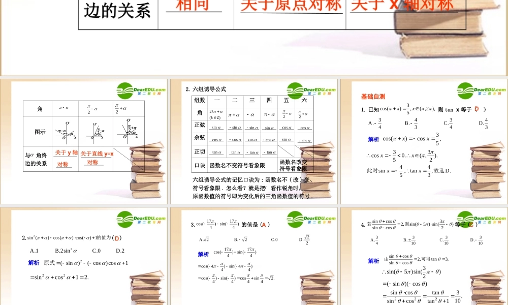 高三数学三角函数的诱导公式课件新人教B版 课件