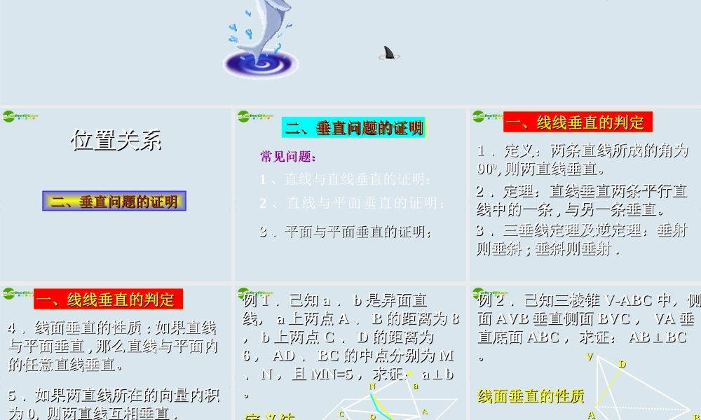 高中数学 位置关系的判断-垂直课件 新人教A版必修2 课件