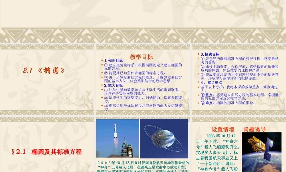 高中数学：211(椭圆及其标准方程)课件(新人教版选修1-1) 课件