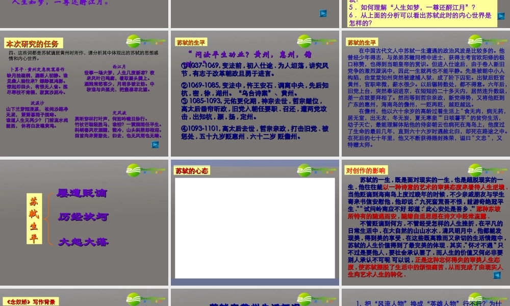 高中语文 念奴娇 赤壁怀古课件 人教版第三册 课件