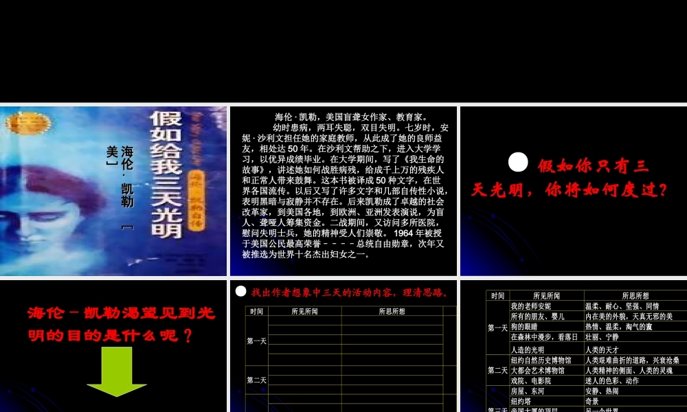 高中语文 假如给我三天光明 课件苏教版必修2