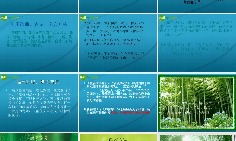 高考语文 作文写作指导实用性作文指导-开头课件 新人教版 课件