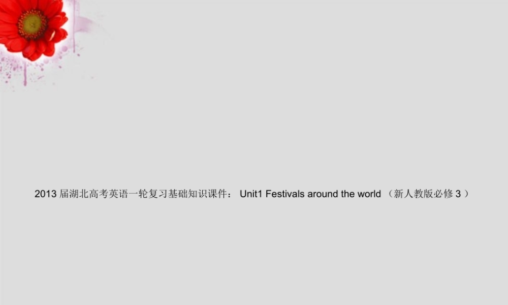 湖北省高考英语一轮复习基础知识课件 Unit1 Festivals around the world 新人教版必修3 课件