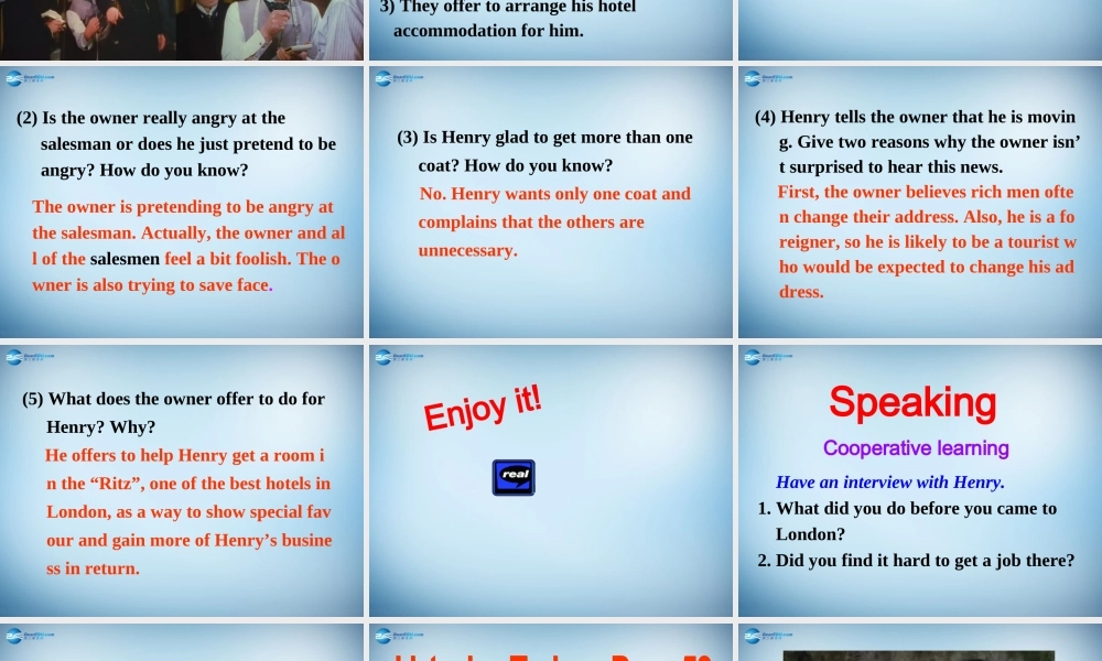 高中英语 Unit3 Listening课件 新人教版必修3 课件