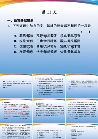 高考语文 大二轮专题复习 热身训练半个月 第13天课件