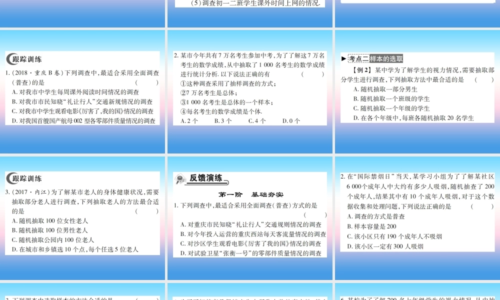 秋七年级数学上册 第六章 数据的收集与整理 2 普查和抽样调查作业课件 (新版)北师大版 课件