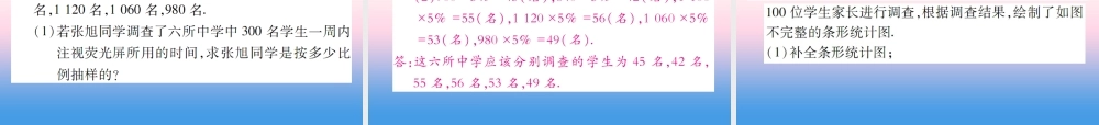 秋七年级数学上册 第六章 数据的收集与整理 2 普查和抽样调查作业课件 (新版)北师大版 课件