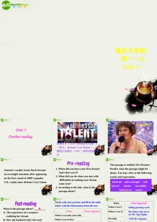 高一英语 Unit 3 Further reading课件 重庆大学版必修3