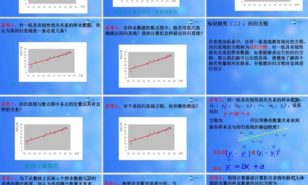 高中数学 232 两个变量的线性相关(第二课时)课堂教学课件 新人教A版必修3 课件