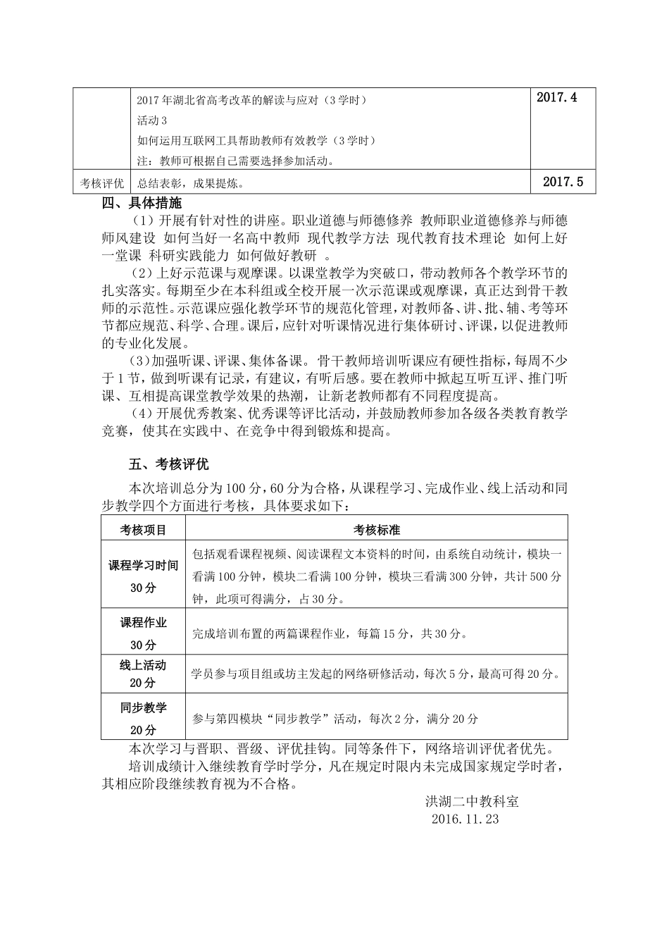 洪湖二中学科骨干教师混合培训项目方案_第3页