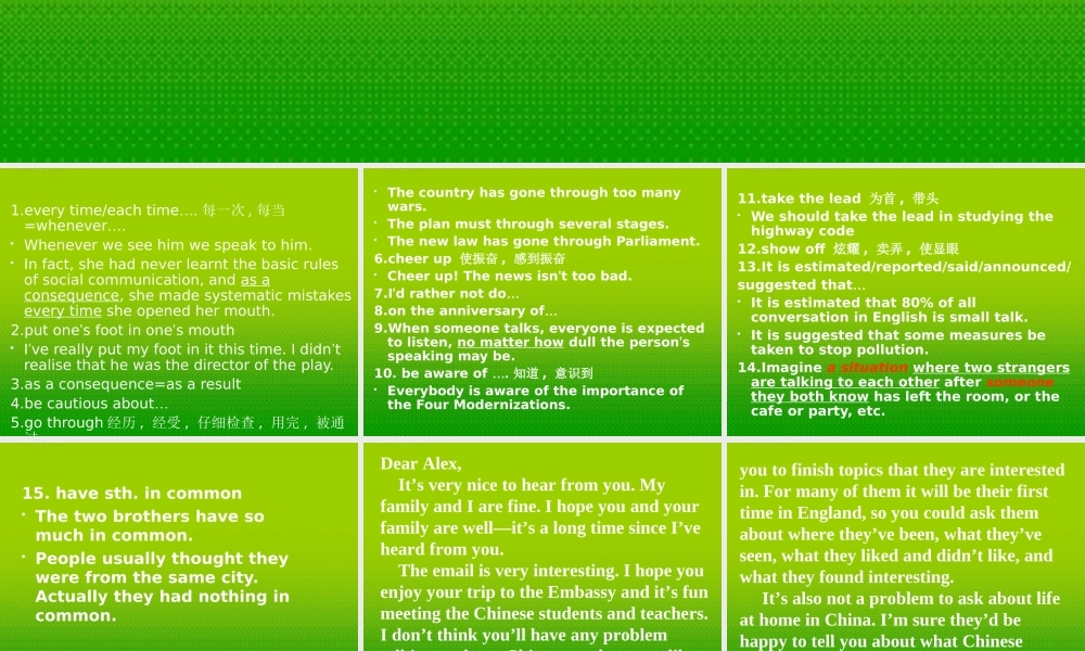 高中英语 module 2 language points课件 外研版选修6 课件