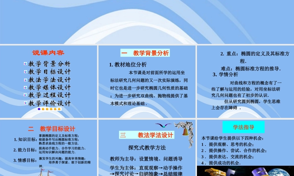 高中数学 第二章之(椭圆的标准方程)课件 新人教A版选修1-1 课件