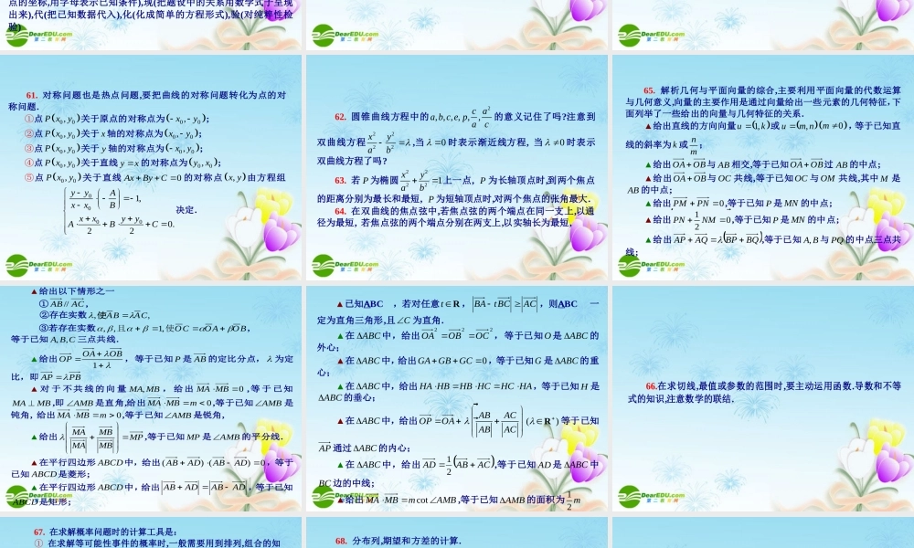 高考数学考前提醒82个问题(四)课件 新人教A版 课件