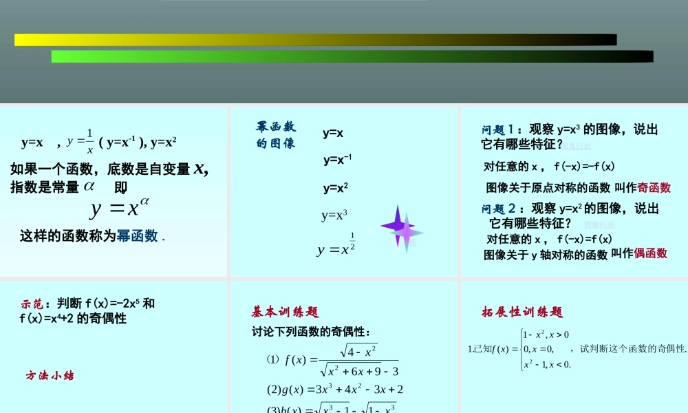 高中数学25简单的幂函数课件新人教版 课件