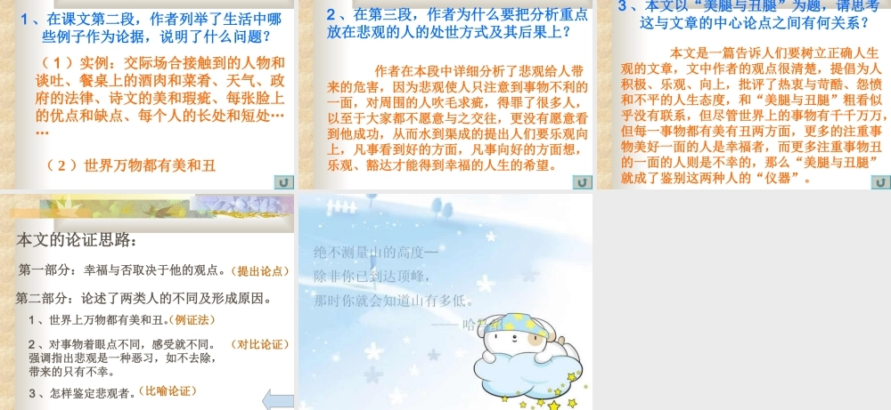 高一语文美腿与丑腿 课件