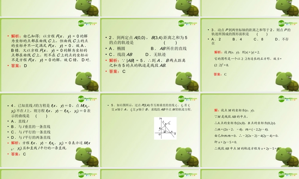 高考数学一轮复习 曲线与方程、曲线方程的探求课件 新人教A版 课件