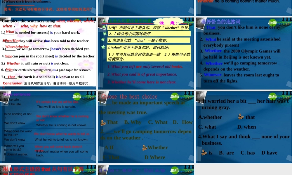 高中英语 unit4 主语从句上课课件 新人教版必修3 课件