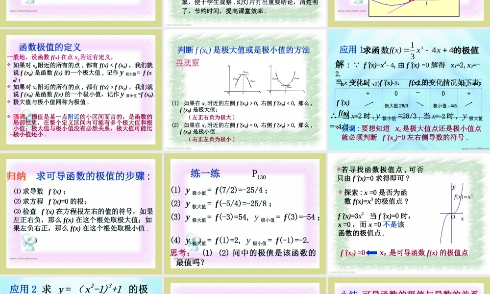 青年数学教师优秀课观摩课课件 函数的极值 人教版 课件