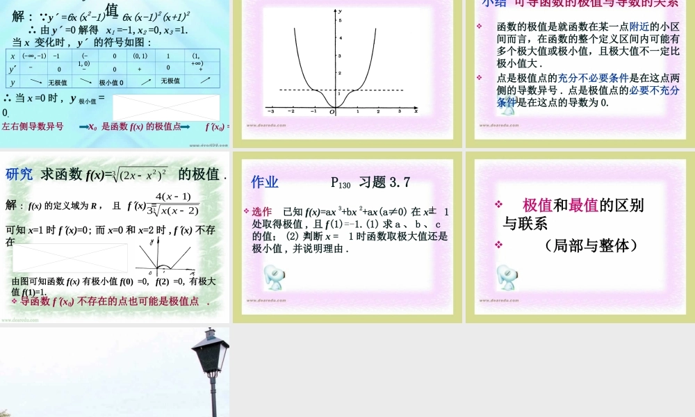 青年数学教师优秀课观摩课课件 函数的极值 人教版 课件