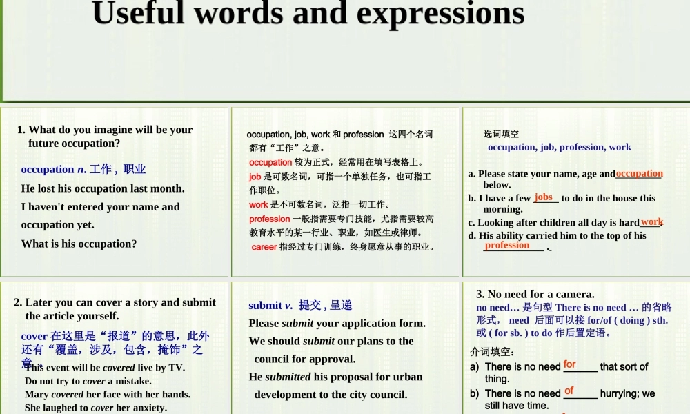高中英语 Unit4(Making the news)课件 Words and expressions课件 新人教版必修5 课件