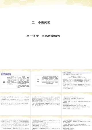 高三语文二轮复习 第四章 二 小说阅读 第一课时小说情结结构课件