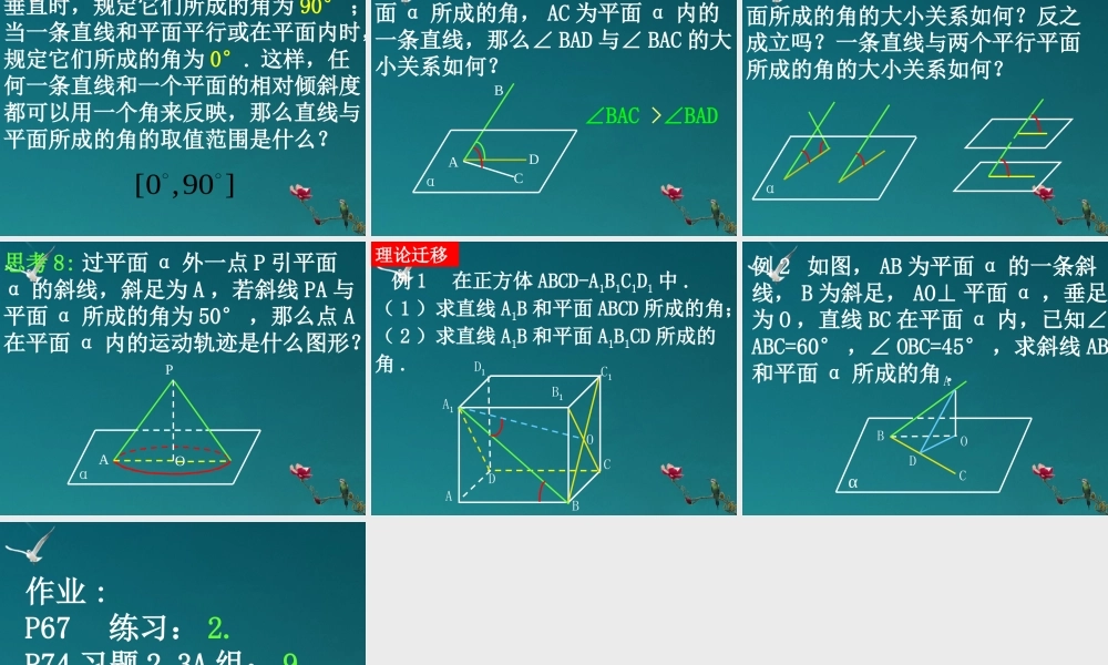 高中数学(231直线和平面所成的角)课件 新人教A版必修2 课件