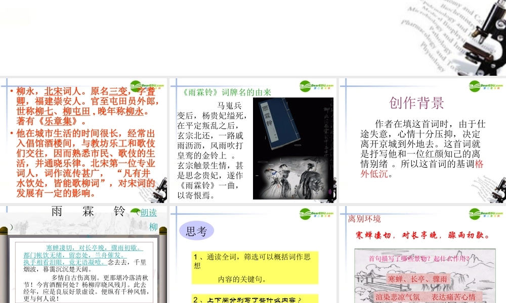 高中语文 第四单元第17课(雨霖铃)课件(3) 粤教版必修3 课件