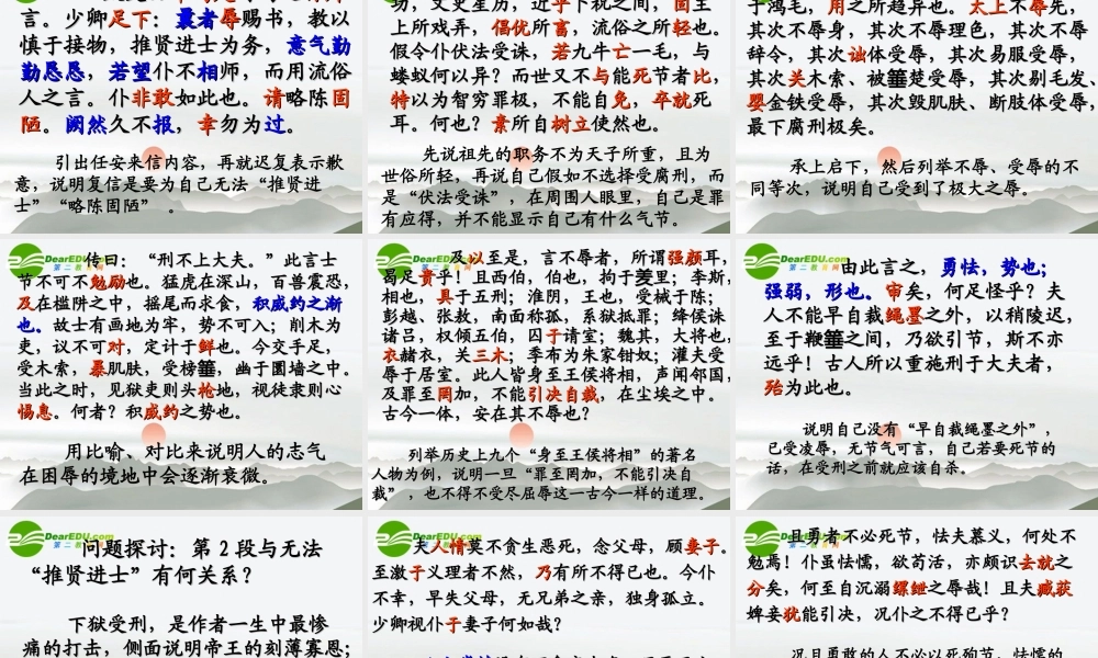 高中语文 第三专题(报任安书(节选))课件 苏教版必修5 课件