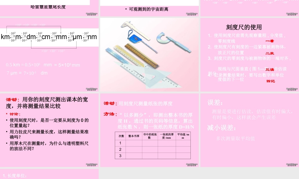 长度的测量 八年级物理长度的测量课件(含flash)苏教版 八年级物理长度的测量课件(含flash)苏教版