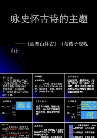 高中语文：咏史怀古诗的主题——(西塞山怀古)(与诸子登岘山)课件粤教版选修系列 课件
