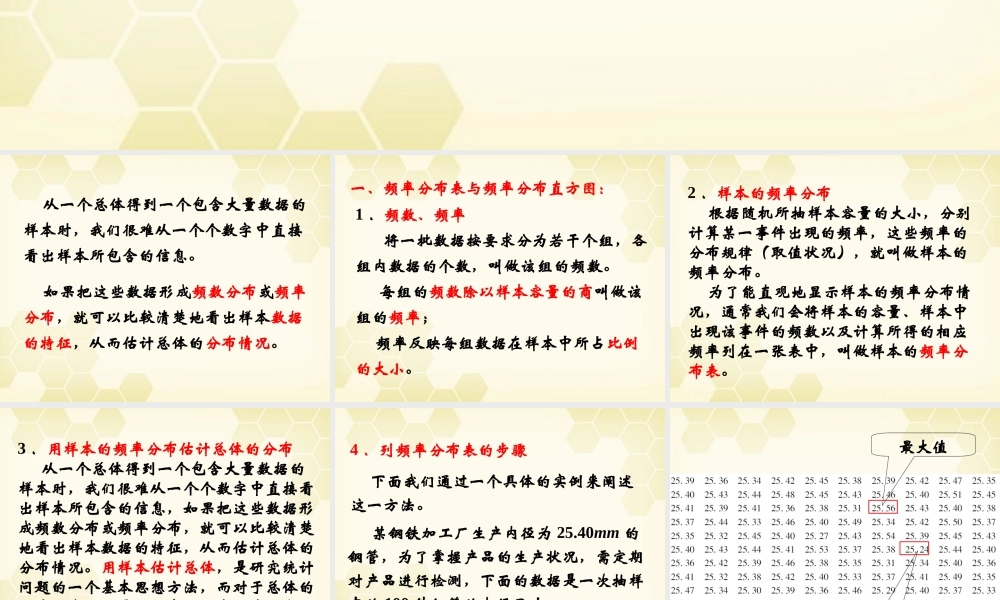 高中数学 221(用样本的频率分布估计总体的分布1)课件 新人教B版必修3 课件