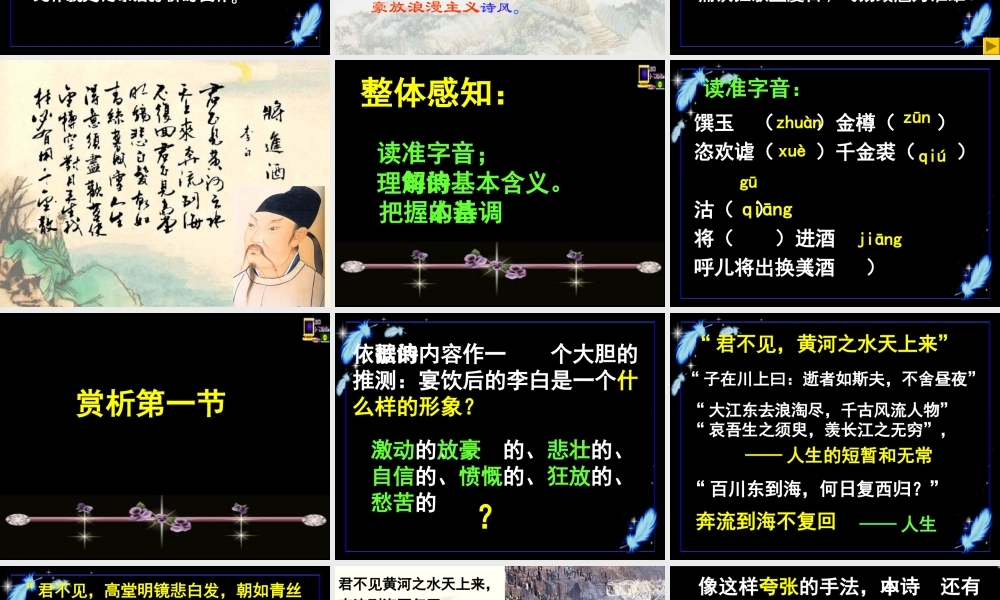 高中语文：31(将进酒)课件(2)(新人教版选修(中国古代诗歌散文欣赏)) 课件