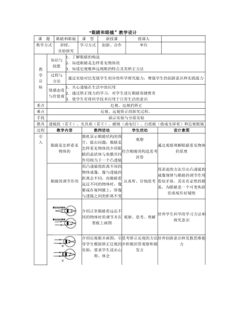 “眼睛和眼镜”教学设计