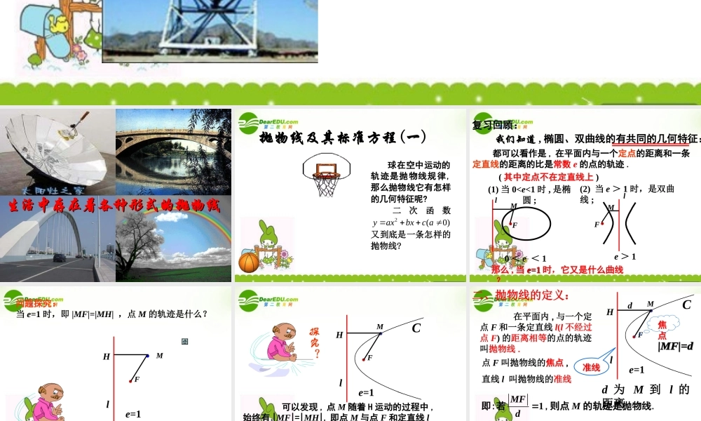 高中数学 2.3(抛物线)课件 新人教A版选修1-1 课件