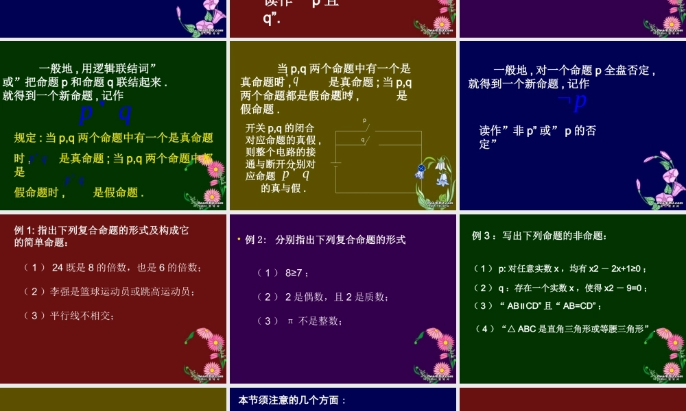 高二数学简单的逻辑联接词一 苏教版 课件