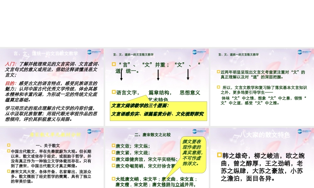 高考语文一轮复习 唐宋文章整体教学设计课件
