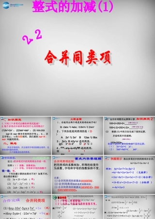 河南省洛阳地矿双语学校七年级数学上册 2.2(整式的加减)合并同类项课件 (新版)新人教版 课件