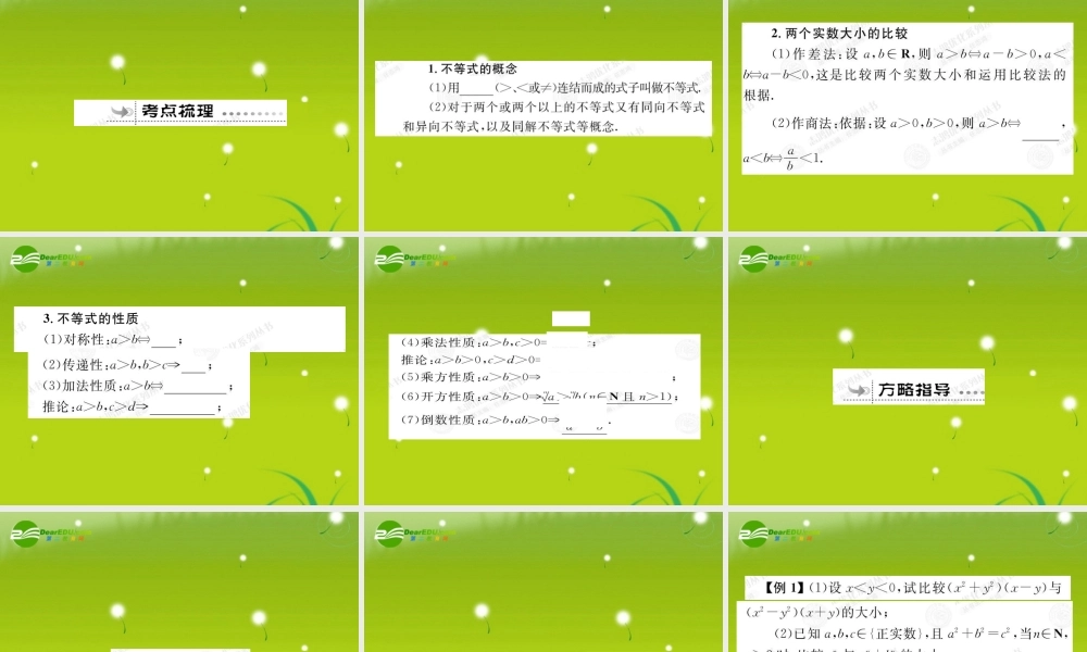 高考数学总复习优化设计 2.1不等式的概念与性质课件 新人教版选修4 课件