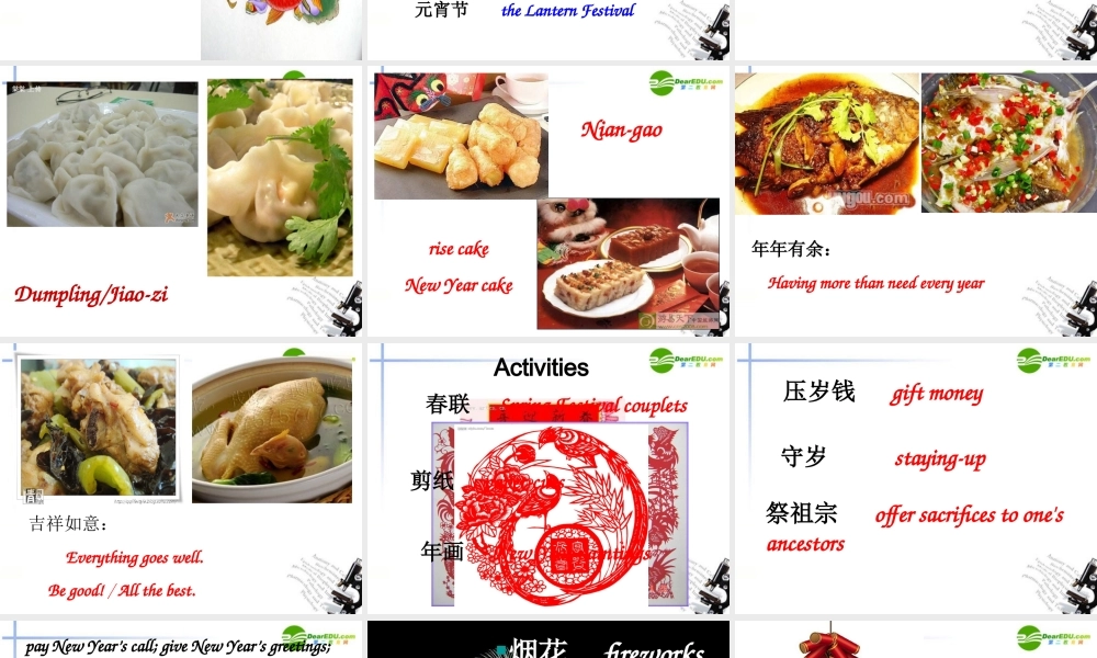高中英语 Unit1 festivals around the world-warming up 新人教版必修3 课件