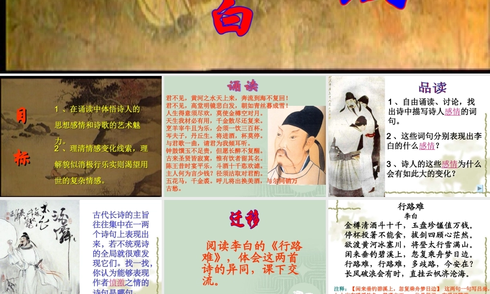 高二语文将进酒教学课件 苏教版 课件