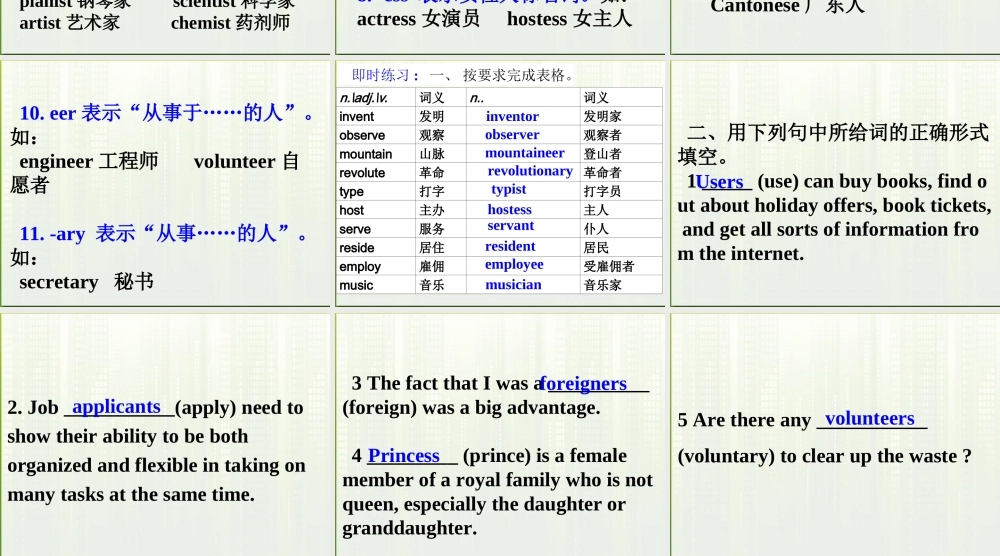 高考英语 13构成名词的常见后缀(1)课件