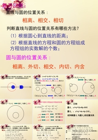 高中数学 42圆与圆的位置关系课件2 理 新人教A版必修2 课件